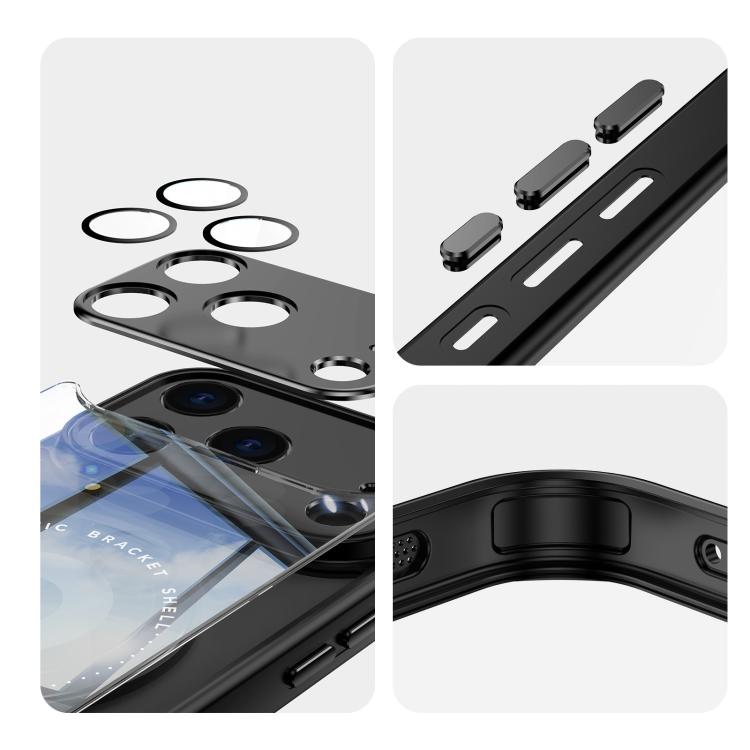 For iPhone 17 Pro Max 360 Holder Magsafe Acrylic Hybrid TPU Phone Case(Black) - iPhone 17 Pro Max Cases by buy2fix | Online Shopping UK | buy2fix