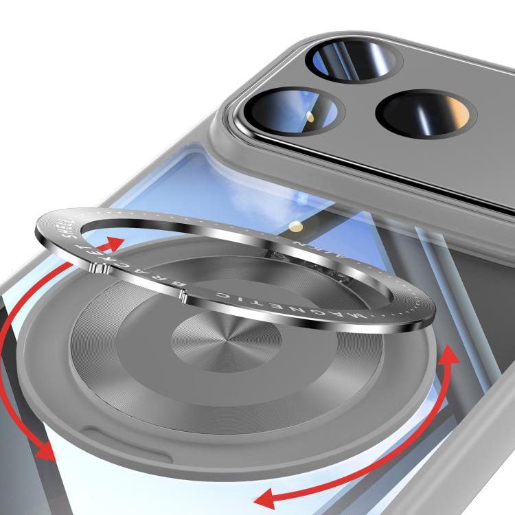For iPhone 17 Pro Max 360 Holder Magsafe Acrylic Hybrid TPU Phone Case(Grey) - iPhone 17 Pro Max Cases by buy2fix | Online Shopping UK | buy2fix