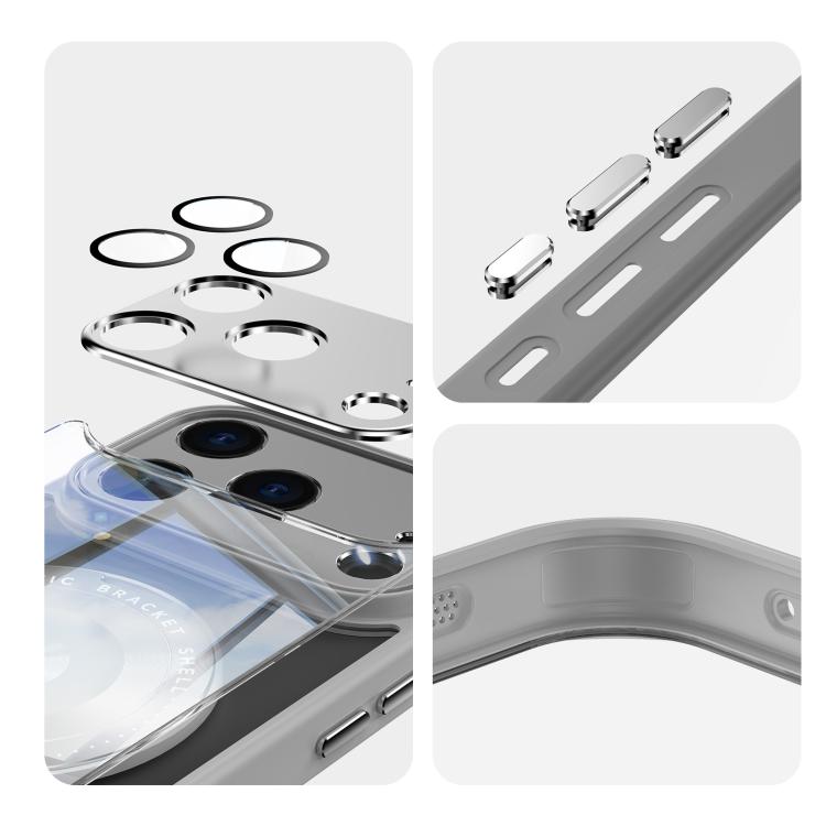 For iPhone 17 Pro Max 360 Holder Magsafe Acrylic Hybrid TPU Phone Case(Grey) - iPhone 17 Pro Max Cases by buy2fix | Online Shopping UK | buy2fix