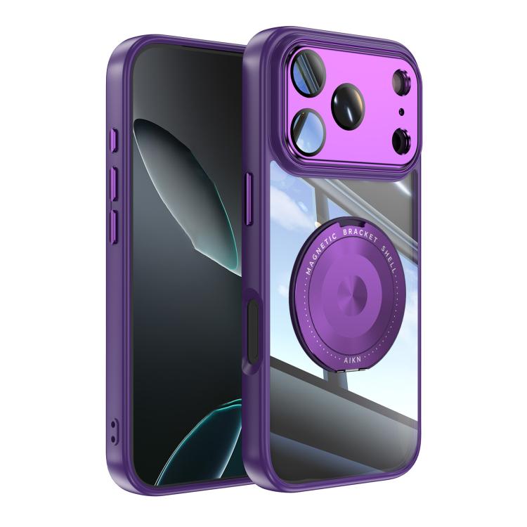 For iPhone 17 Pro Max 360 Holder Magsafe Acrylic Hybrid TPU Phone Case(Purple) - iPhone 17 Pro Max Cases by buy2fix | Online Shopping UK | buy2fix