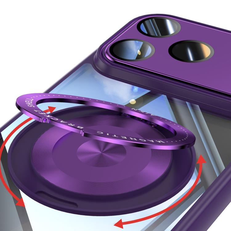 For iPhone 17 Pro Max 360 Holder Magsafe Acrylic Hybrid TPU Phone Case(Purple) - iPhone 17 Pro Max Cases by buy2fix | Online Shopping UK | buy2fix