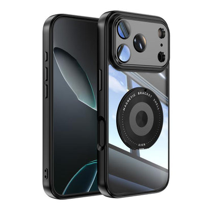 For iPhone 17 Pro 360 Holder Magsafe Acrylic Hybrid TPU Phone Case(Black) - iPhone 17 Pro Cases by buy2fix | Online Shopping UK | buy2fix