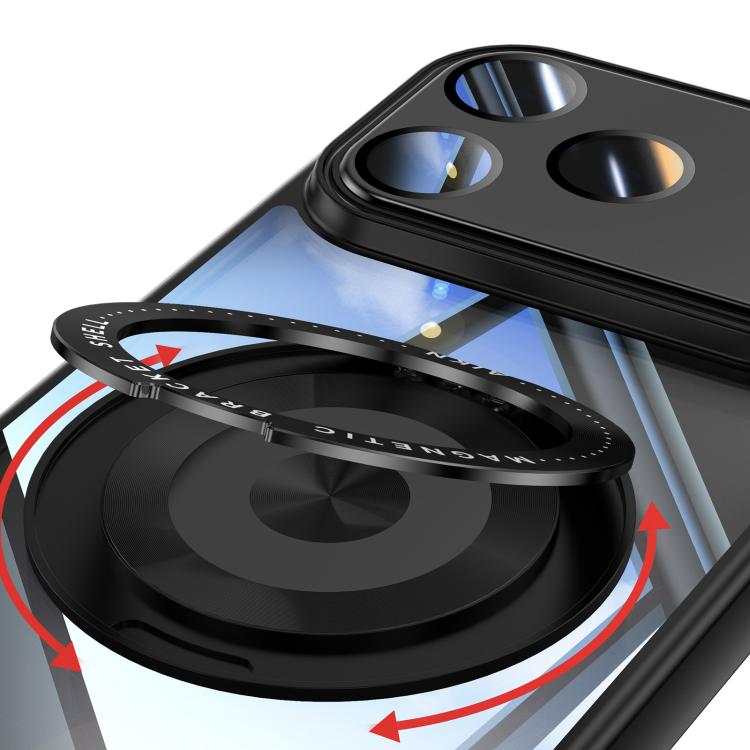 For iPhone 17 Pro 360 Holder Magsafe Acrylic Hybrid TPU Phone Case(Black) - iPhone 17 Pro Cases by buy2fix | Online Shopping UK | buy2fix