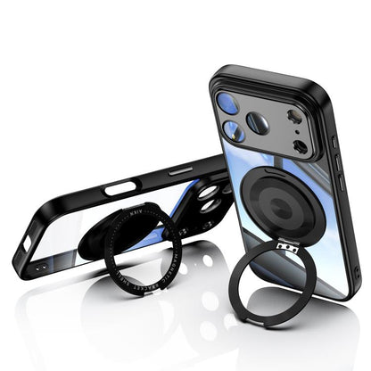 For iPhone 17 Pro 360 Holder Magsafe Acrylic Hybrid TPU Phone Case(Black) - iPhone 17 Pro Cases by buy2fix | Online Shopping UK | buy2fix