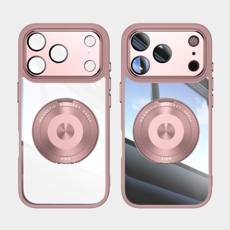 For iPhone 17 Pro 360 Holder Magsafe Acrylic Hybrid TPU Phone Case(Pink) - iPhone 17 Pro Cases by buy2fix | Online Shopping UK | buy2fix