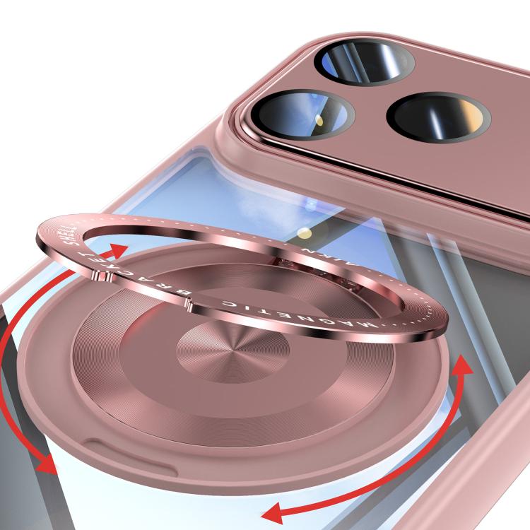For iPhone 17 Pro 360 Holder Magsafe Acrylic Hybrid TPU Phone Case(Pink) - iPhone 17 Pro Cases by buy2fix | Online Shopping UK | buy2fix