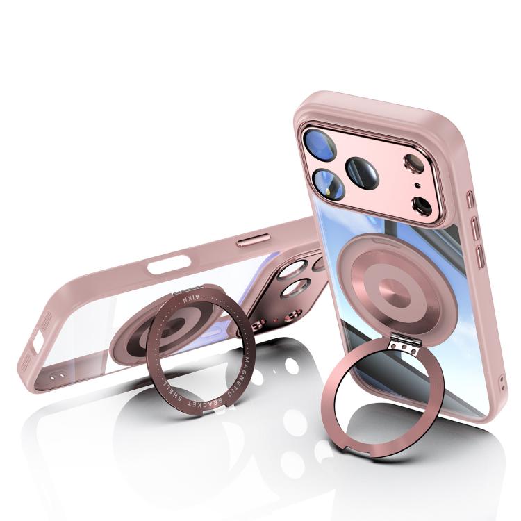 For iPhone 17 Pro 360 Holder Magsafe Acrylic Hybrid TPU Phone Case(Pink) - iPhone 17 Pro Cases by buy2fix | Online Shopping UK | buy2fix