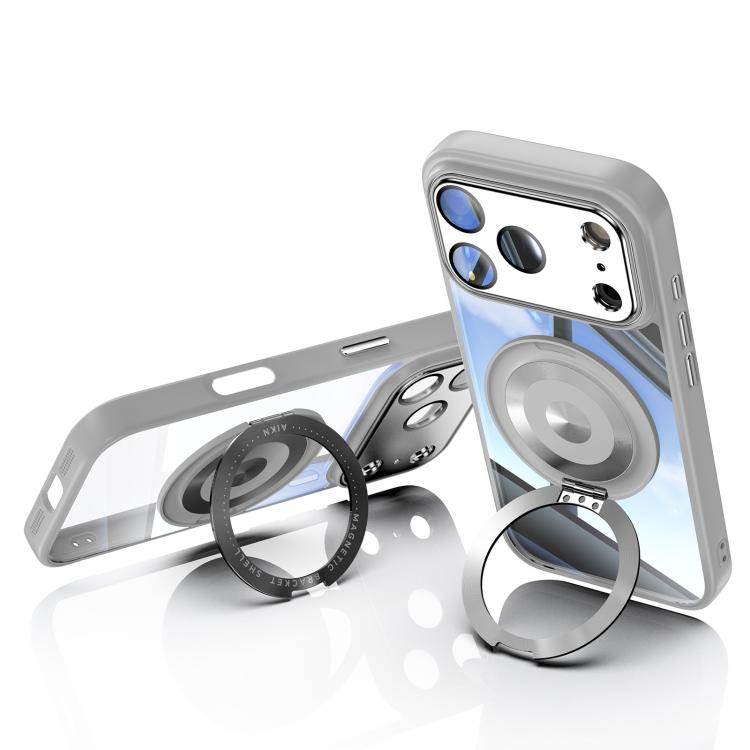 For iPhone 17 Pro 360 Holder Magsafe Acrylic Hybrid TPU Phone Case(Grey) - iPhone 17 Pro Cases by buy2fix | Online Shopping UK | buy2fix