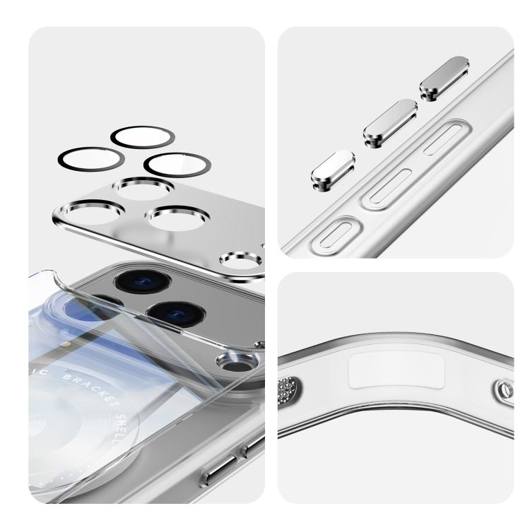 For iPhone 17 Pro 360 Holder Magsafe Acrylic Hybrid TPU Phone Case(Frosted White) - iPhone 17 Pro Cases by buy2fix | Online Shopping UK | buy2fix