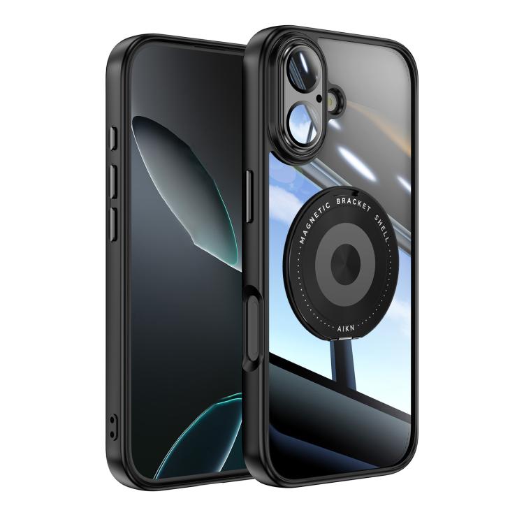 For iPhone 17 360 Holder Magsafe Acrylic Hybrid TPU Phone Case(Black) - iPhone 17 Cases by buy2fix | Online Shopping UK | buy2fix