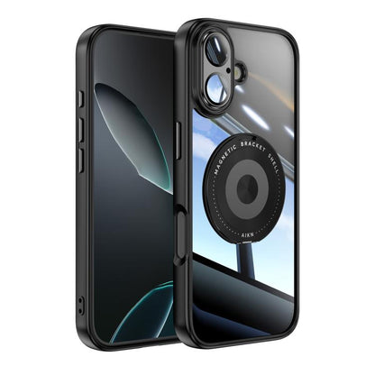 For iPhone 17 360 Holder Magsafe Acrylic Hybrid TPU Phone Case(Black) - iPhone 17 Cases by buy2fix | Online Shopping UK | buy2fix