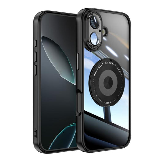 For iPhone 17 360 Holder Magsafe Acrylic Hybrid TPU Phone Case(Black) - iPhone 17 Cases by buy2fix | Online Shopping UK | buy2fix