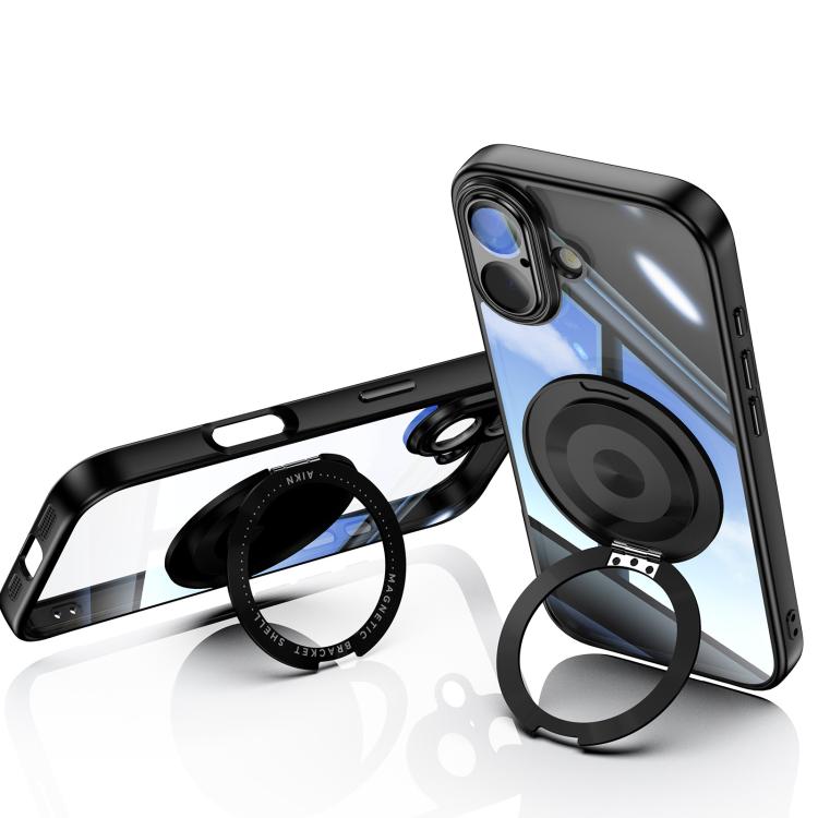 For iPhone 17 360 Holder Magsafe Acrylic Hybrid TPU Phone Case(Black) - iPhone 17 Cases by buy2fix | Online Shopping UK | buy2fix