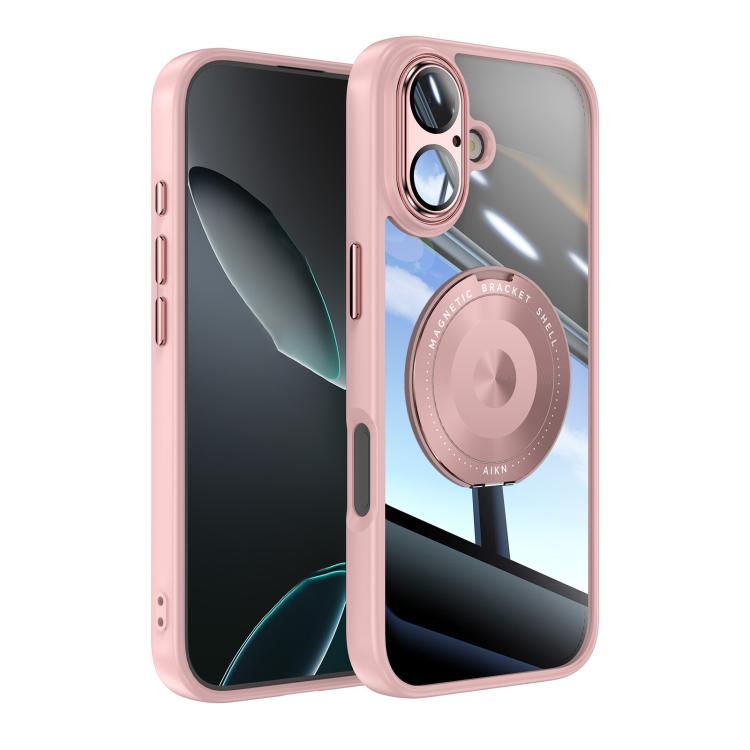 For iPhone 17 360 Holder Magsafe Acrylic Hybrid TPU Phone Case(Pink) - iPhone 17 Cases by buy2fix | Online Shopping UK | buy2fix