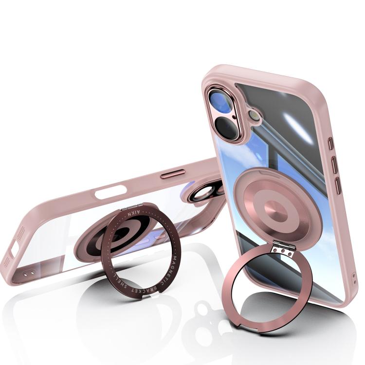 For iPhone 17 360 Holder Magsafe Acrylic Hybrid TPU Phone Case(Pink) - iPhone 17 Cases by buy2fix | Online Shopping UK | buy2fix
