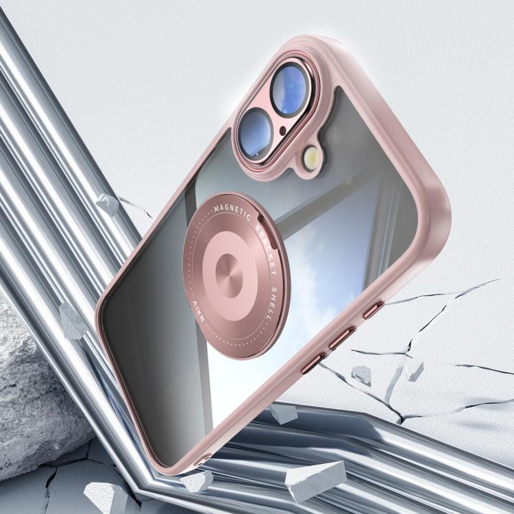 For iPhone 17 360 Holder Magsafe Acrylic Hybrid TPU Phone Case(Pink) - iPhone 17 Cases by buy2fix | Online Shopping UK | buy2fix