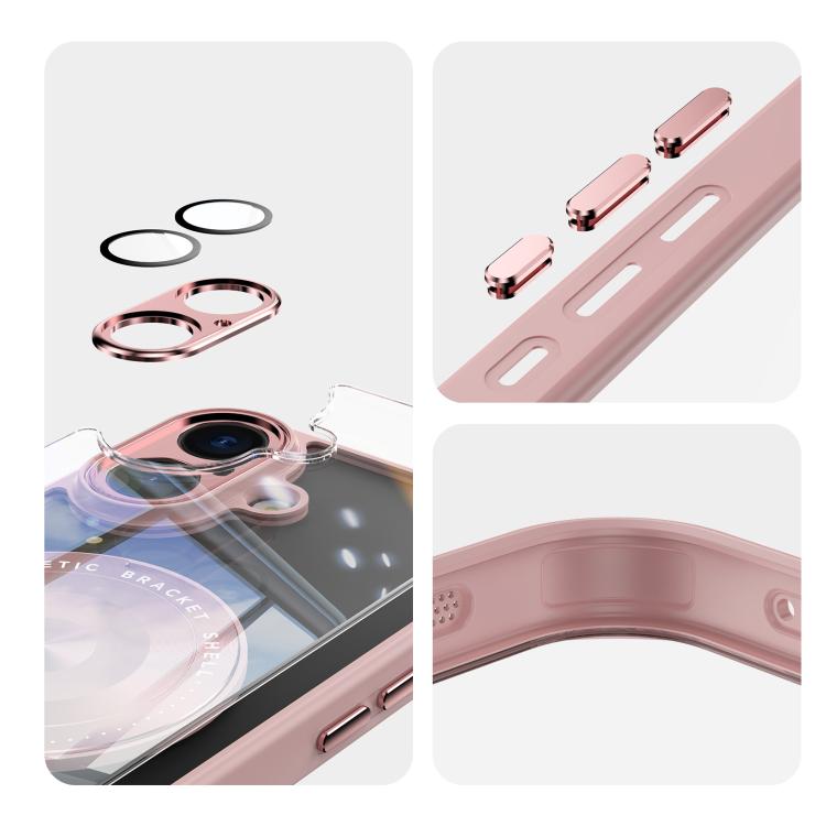 For iPhone 17 360 Holder Magsafe Acrylic Hybrid TPU Phone Case(Pink) - iPhone 17 Cases by buy2fix | Online Shopping UK | buy2fix