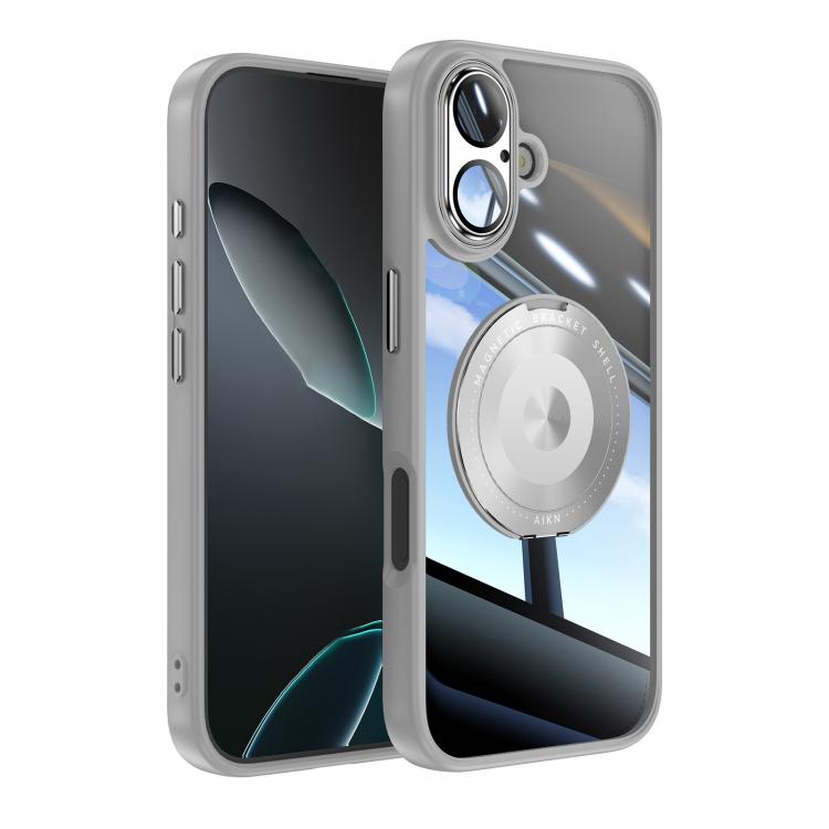 For iPhone 17 360 Holder Magsafe Acrylic Hybrid TPU Phone Case(Grey) - iPhone 17 Cases by buy2fix | Online Shopping UK | buy2fix