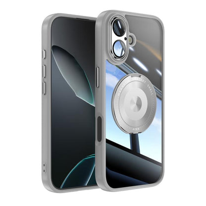 For iPhone 17 360 Holder Magsafe Acrylic Hybrid TPU Phone Case(Grey) - iPhone 17 Cases by buy2fix | Online Shopping UK | buy2fix