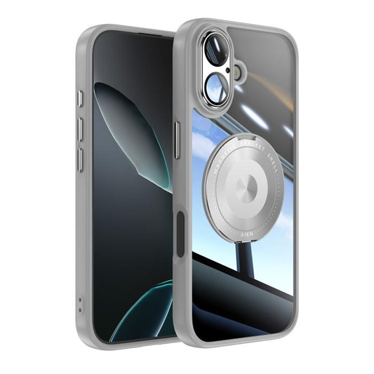 For iPhone 17 360 Holder Magsafe Acrylic Hybrid TPU Phone Case(Grey) - iPhone 17 Cases by buy2fix | Online Shopping UK | buy2fix