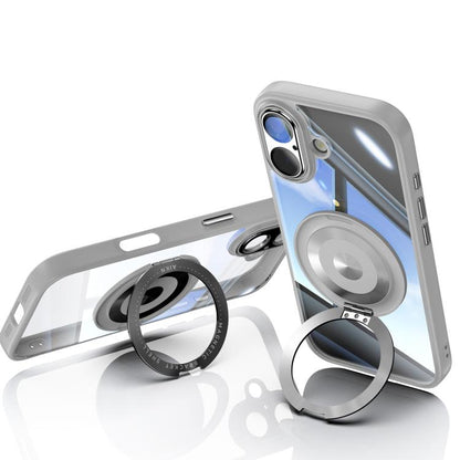 For iPhone 17 360 Holder Magsafe Acrylic Hybrid TPU Phone Case(Grey) - iPhone 17 Cases by buy2fix | Online Shopping UK | buy2fix