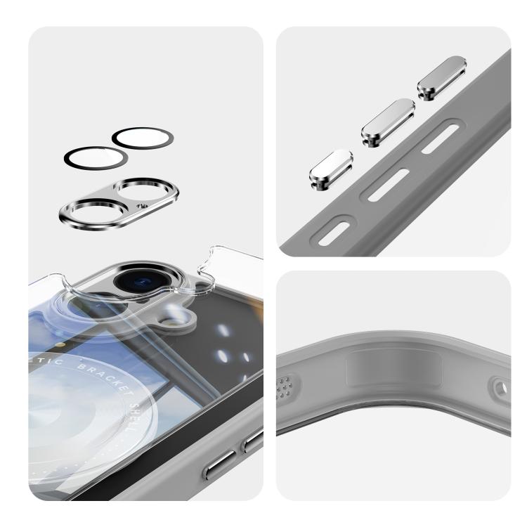 For iPhone 17 360 Holder Magsafe Acrylic Hybrid TPU Phone Case(Grey) - iPhone 17 Cases by buy2fix | Online Shopping UK | buy2fix