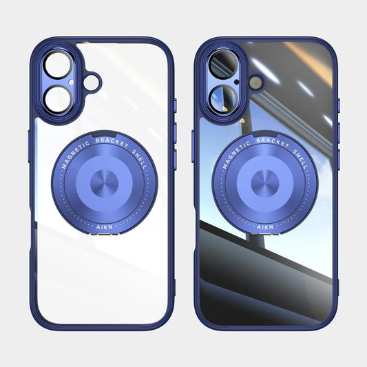 For iPhone 17 360 Holder Magsafe Acrylic Hybrid TPU Phone Case(Blue) - iPhone 17 Cases by buy2fix | Online Shopping UK | buy2fix