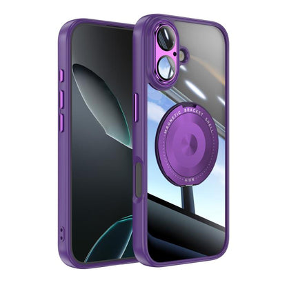 For iPhone 17 360 Holder Magsafe Acrylic Hybrid TPU Phone Case(Purple) - iPhone 17 Cases by buy2fix | Online Shopping UK | buy2fix