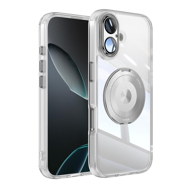 For iPhone 17 360 Holder Magsafe Acrylic Hybrid TPU Phone Case(Frosted White) - iPhone 17 Cases by buy2fix | Online Shopping UK | buy2fix