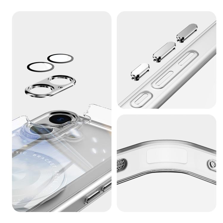 For iPhone 17 360 Holder Magsafe Acrylic Hybrid TPU Phone Case(Frosted White) - iPhone 17 Cases by buy2fix | Online Shopping UK | buy2fix