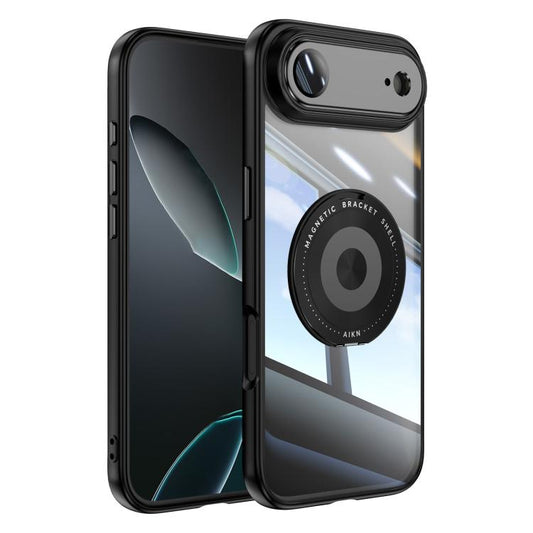 For iPhone Air 360 Holder Magsafe Acrylic Hybrid TPU Phone Case(Black) - iPhone Air Cases by buy2fix | Online Shopping UK | buy2fix