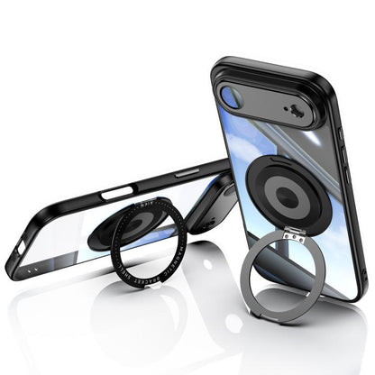 For iPhone Air 360 Holder Magsafe Acrylic Hybrid TPU Phone Case(Black) - iPhone Air Cases by buy2fix | Online Shopping UK | buy2fix