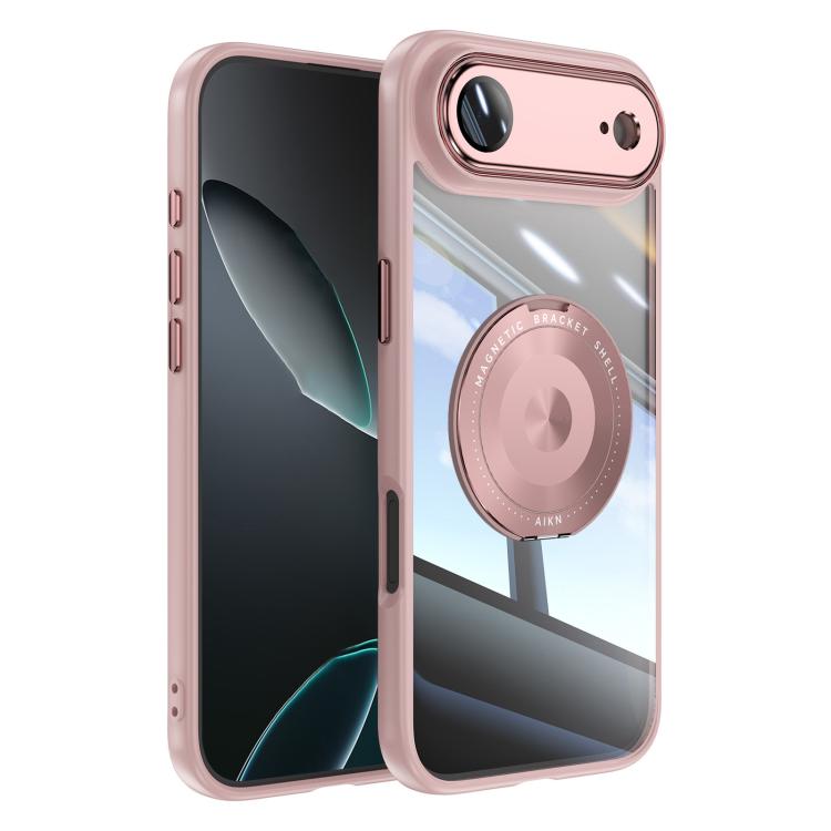 For iPhone Air 360 Holder Magsafe Acrylic Hybrid TPU Phone Case(Pink) - iPhone Air Cases by buy2fix | Online Shopping UK | buy2fix