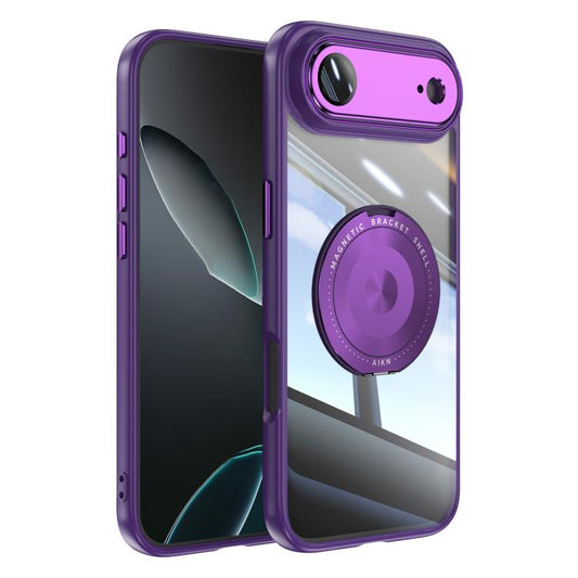 For iPhone Air 360 Holder Magsafe Acrylic Hybrid TPU Phone Case(Purple) - iPhone Air Cases by buy2fix | Online Shopping UK | buy2fix
