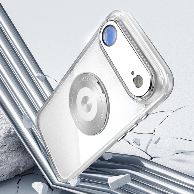 For iPhone Air 360 Holder Magsafe Acrylic Hybrid TPU Phone Case(Frosted White) - iPhone Air Cases by buy2fix | Online Shopping UK | buy2fix