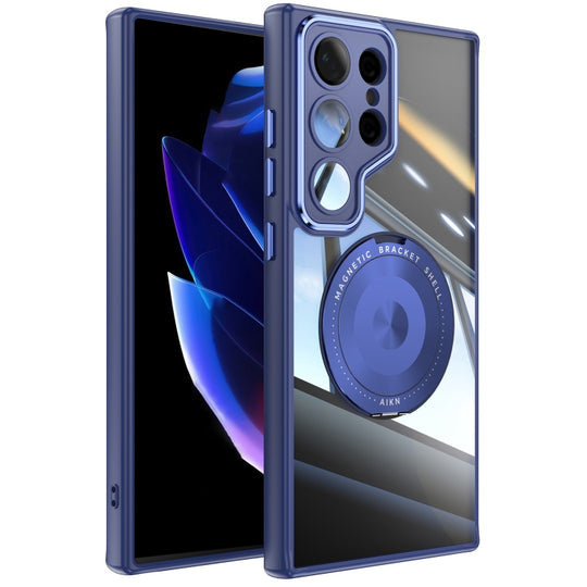 For Samsung Galaxy S24 Ultra 5G 360 Holder MagSafe Acrylic Hybrid TPU Phone Case(Blue)