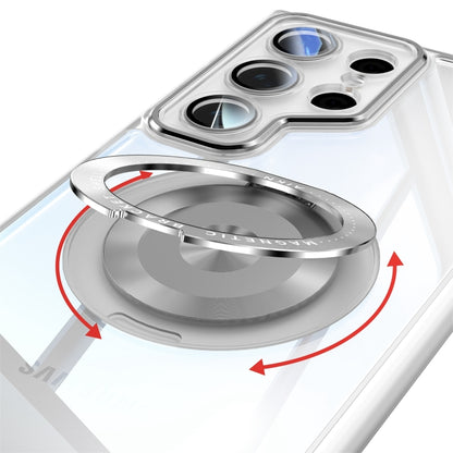 For Samsung Galaxy S23 Ultra 5G 360 Holder MagSafe Acrylic Hybrid TPU Phone Case(Frosted White) - Galaxy S23 Ultra 5G Cases by buy2fix | Online Shopping UK | buy2fix
