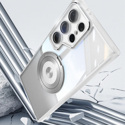 For Samsung Galaxy S23 Ultra 5G 360 Holder MagSafe Acrylic Hybrid TPU Phone Case(Frosted White) - Galaxy S23 Ultra 5G Cases by buy2fix | Online Shopping UK | buy2fix