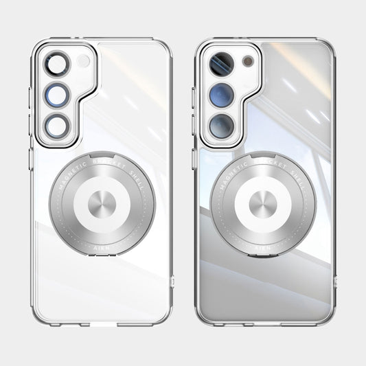 For Samsung Galaxy S23 5G 360 Holder MagSafe Acrylic Hybrid TPU Phone Case(Frosted White) - Galaxy S23 5G Cases by buy2fix | Online Shopping UK | buy2fix