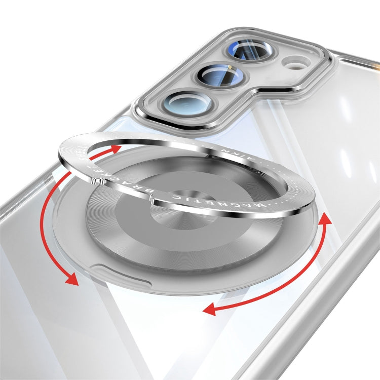 For Samsung Galaxy S23 5G 360 Holder MagSafe Acrylic Hybrid TPU Phone Case(Frosted White) - Galaxy S23 5G Cases by buy2fix | Online Shopping UK | buy2fix
