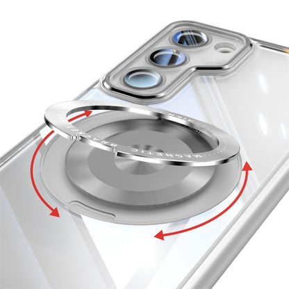 For Samsung Galaxy S23 5G 360 Holder MagSafe Acrylic Hybrid TPU Phone Case(Frosted White) - Galaxy S23 5G Cases by buy2fix | Online Shopping UK | buy2fix