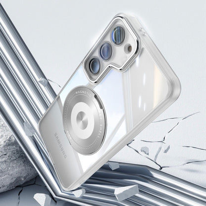 For Samsung Galaxy S23 5G 360 Holder MagSafe Acrylic Hybrid TPU Phone Case(Frosted White) - Galaxy S23 5G Cases by buy2fix | Online Shopping UK | buy2fix