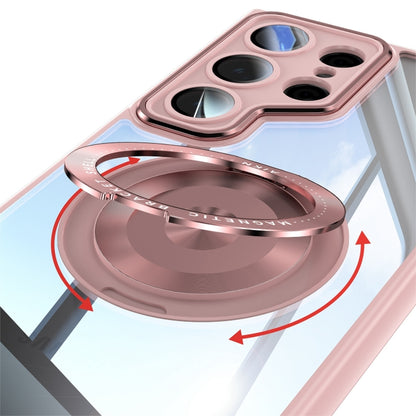 For Samsung Galaxy S25 Ultra 5G 360 Holder MagSafe Acrylic Hybrid TPU Phone Case(Pink) by buy2fix
