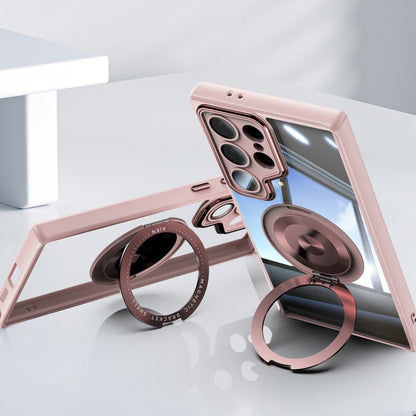 For Samsung Galaxy S25 Ultra 5G 360 Holder MagSafe Acrylic Hybrid TPU Phone Case(Pink) by buy2fix