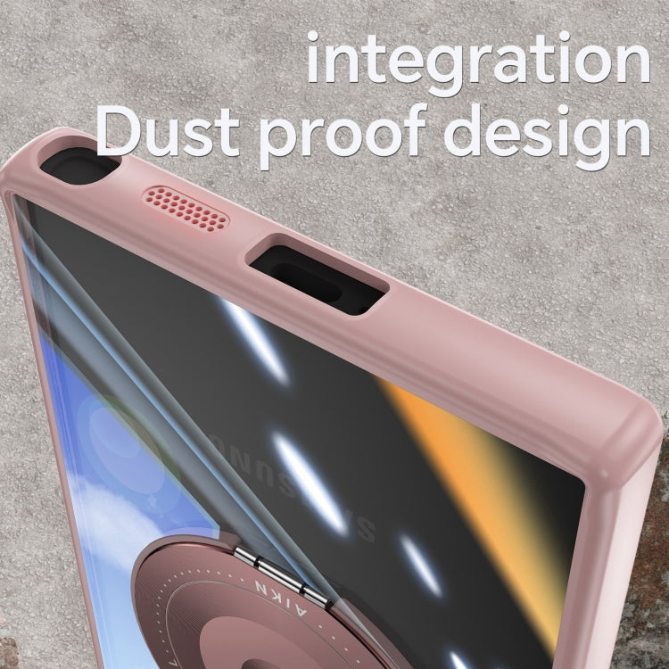 For Samsung Galaxy S25 Ultra 5G 360 Holder MagSafe Acrylic Hybrid TPU Phone Case(Pink) by buy2fix