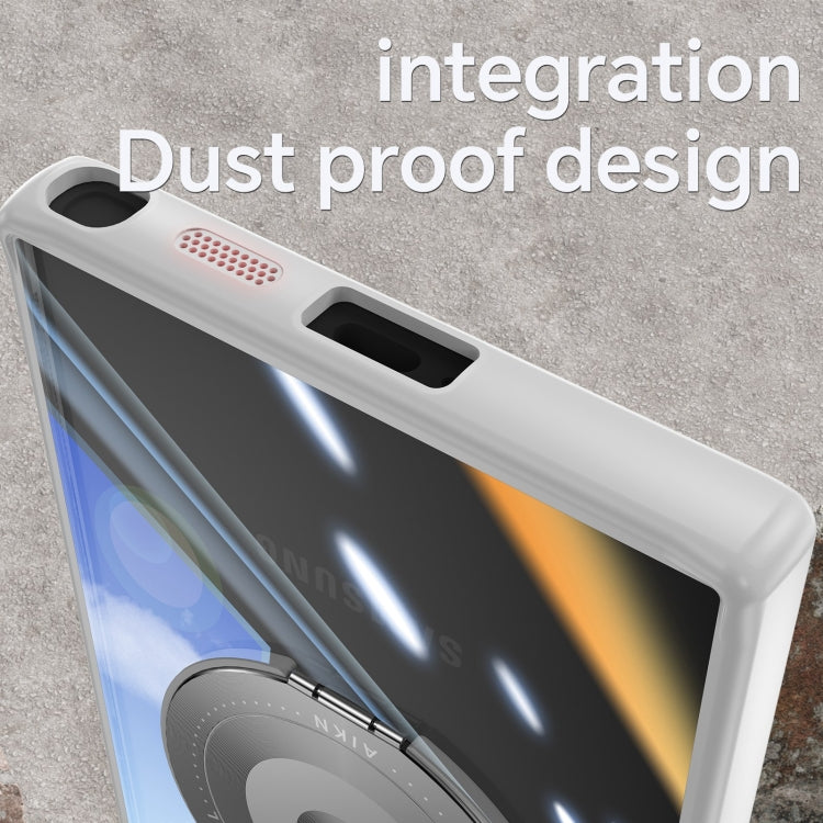 For Samsung Galaxy S25 Ultra 5G 360 Holder MagSafe Acrylic Hybrid TPU Phone Case(Grey) by buy2fix