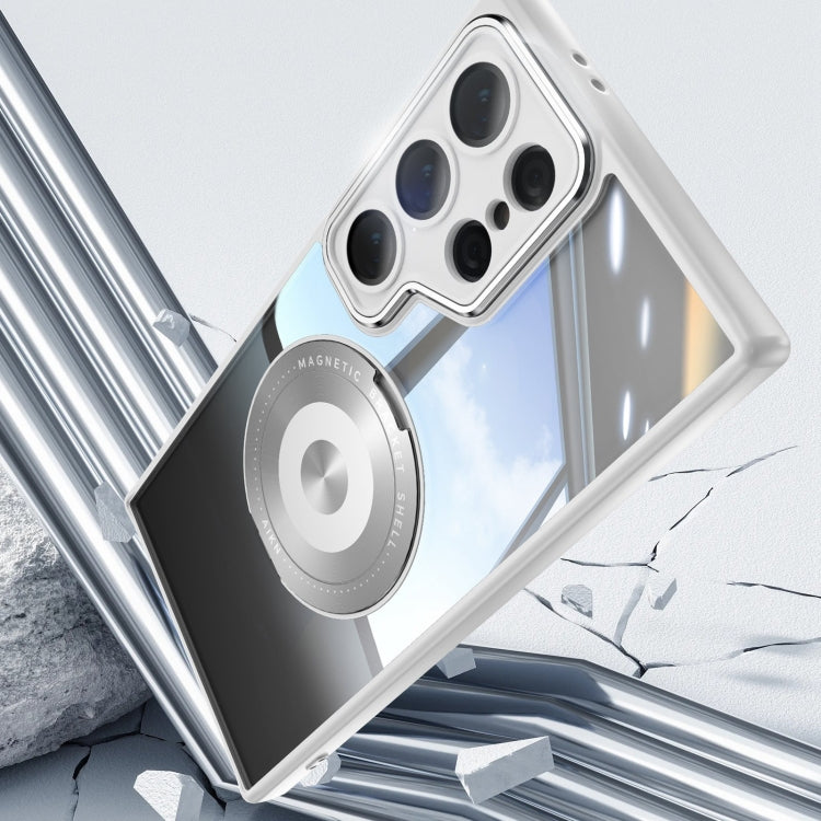 For Samsung Galaxy S25 Ultra 5G 360 Holder MagSafe Acrylic Hybrid TPU Phone Case(Grey) by buy2fix