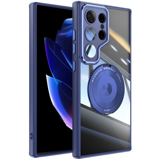 For Samsung Galaxy S25 Ultra 5G 360 Holder MagSafe Acrylic Hybrid TPU Phone Case(Blue) by buy2fix