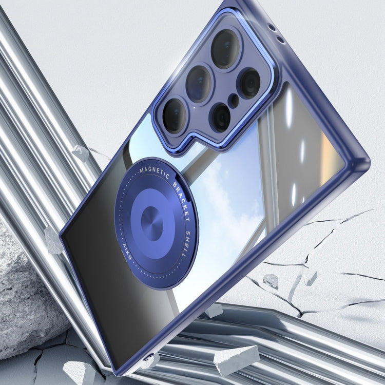 For Samsung Galaxy S25 Ultra 5G 360 Holder MagSafe Acrylic Hybrid TPU Phone Case(Blue) by buy2fix