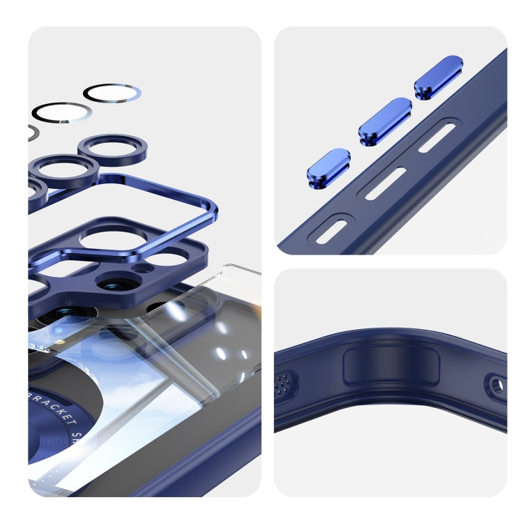 For Samsung Galaxy S25 Ultra 5G 360 Holder MagSafe Acrylic Hybrid TPU Phone Case(Blue) by buy2fix